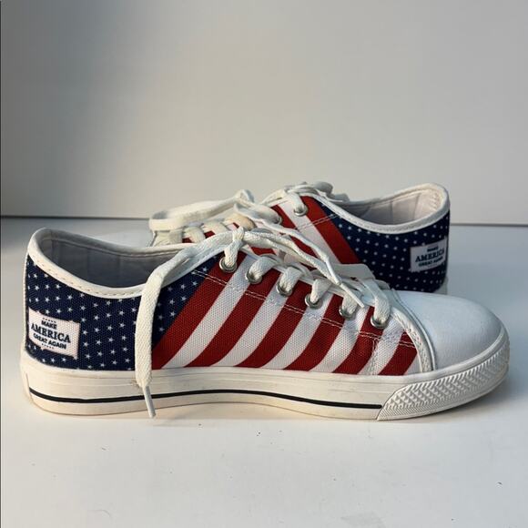 Make America Great Again Unisex Red/White Striped Sneakers  39UK US W/8.5 M/7 - Picture 6 of 9
